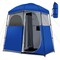 2-Person Outdoor Shower Tent Double Room Waterproof Oxford Cloth Steel Frame Blue Silver